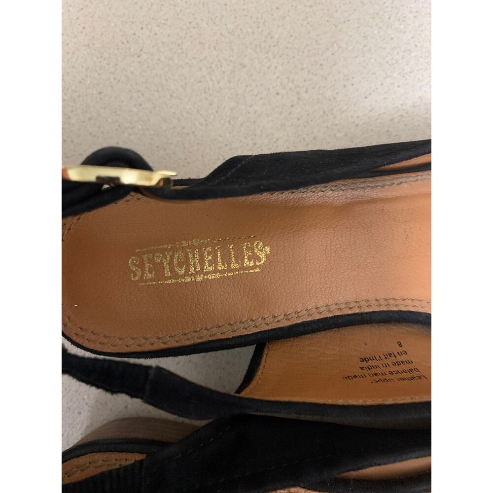 Anthropologie Seychelles Suede Sling Back Mules Black Size 8 - Picture 7 of 9